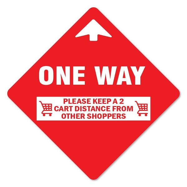 Signmission One Way Arrow 2 Cart Distance Non-Slip Floor Graphic, 6PK, 7 in L, 7 in H, FD-X-7-6PK-99982 FD-X-7-6PK-99982 - main